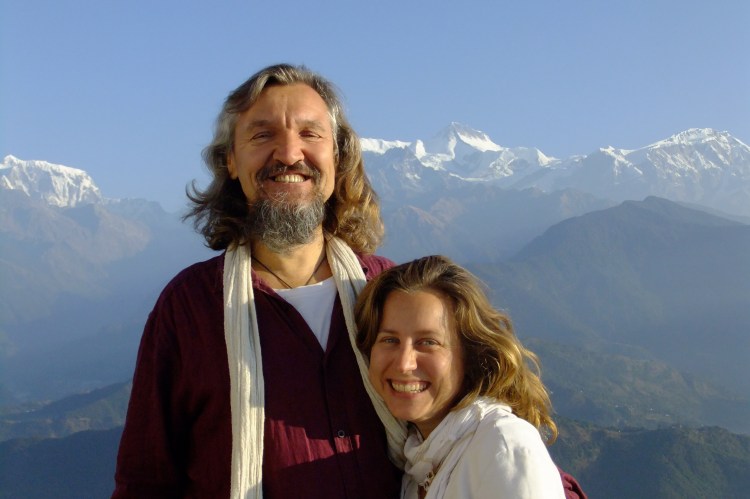 With Braahman in the Himalayas in Nepal.